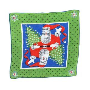 Vintage 1950’s Tammis Keefe Designed Santa Claus Christmas Handkerchief